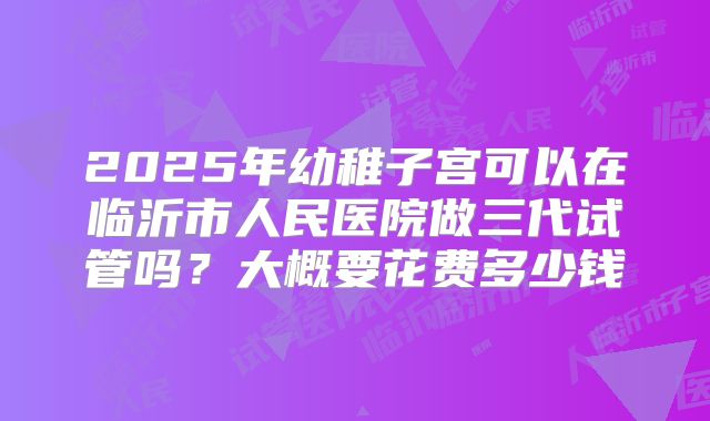 2025年幼稚子宫可以在临沂市人民医院做三代试管吗？大概要花费多少钱