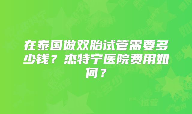 在泰国做双胎试管需要多少钱？杰特宁医院费用如何？