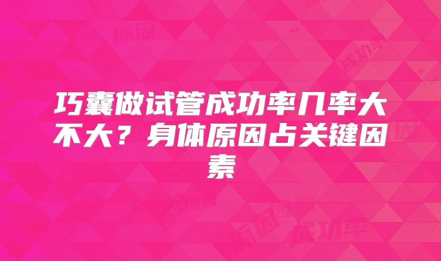 巧囊做试管成功率几率大不大？身体原因占关键因素