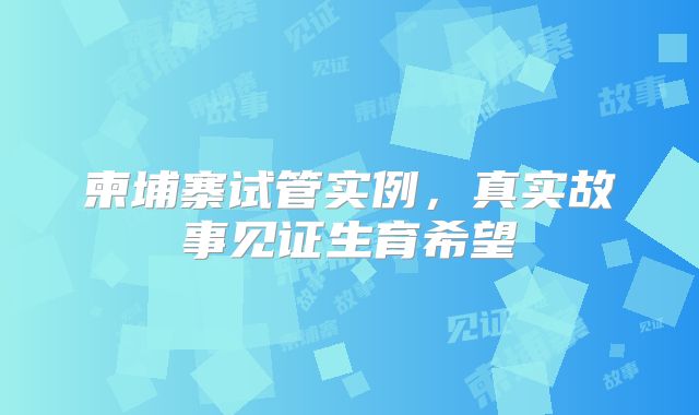 柬埔寨试管实例，真实故事见证生育希望