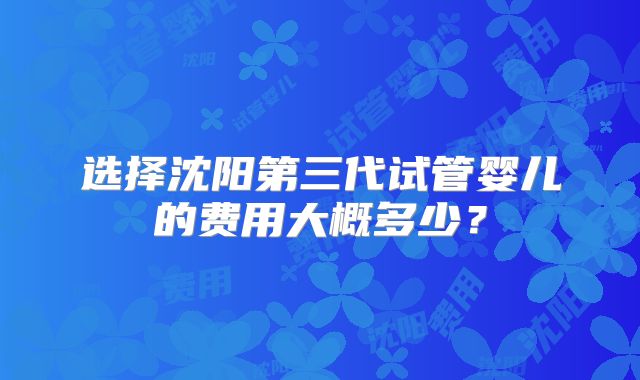 选择沈阳第三代试管婴儿的费用大概多少？