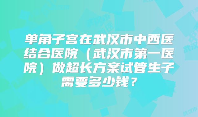 单角子宫在武汉市中西医结合医院（武汉市第一医院）做超长方案试管生子需要多少钱？