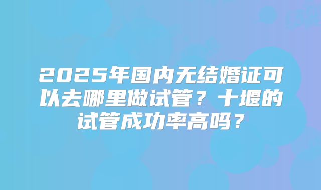 2025年国内无结婚证可以去哪里做试管?十堰的试管成功率高吗?