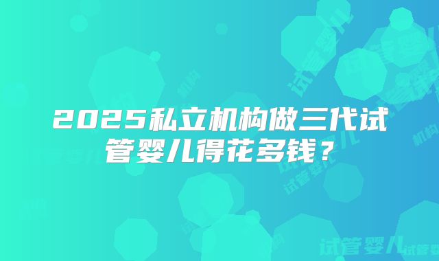 2025私立机构做三代试管婴儿得花多钱？
