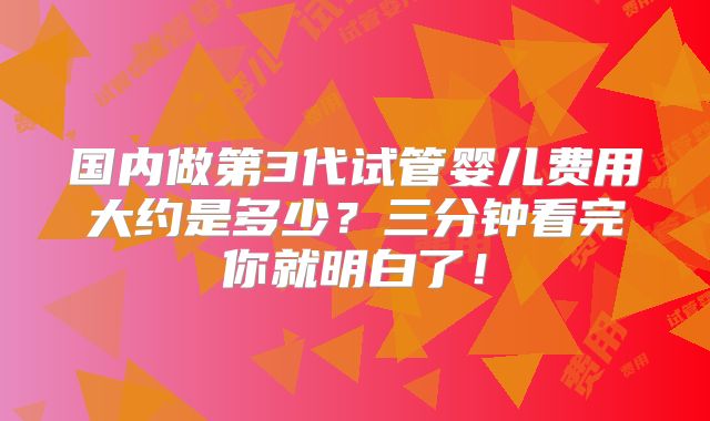 国内做第3代试管婴儿费用大约是多少?三分钟看完你就明白了!