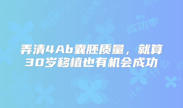 弄清4Ab囊胚质量，就算30岁移植也有机会成功