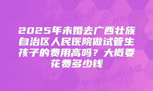 2025年未婚去广西壮族自治区人民医院做试管生孩子的费用高吗?大概要花费多少钱