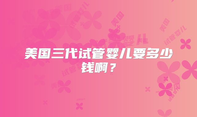 美国三代试管婴儿要多少钱啊?