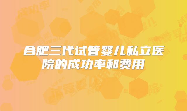 合肥三代试管婴儿私立医院的成功率和费用
