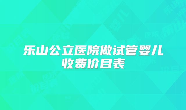乐山公立医院做试管婴儿收费价目表