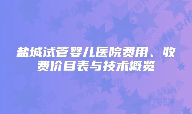 盐城试管婴儿医院费用、收费价目表与技术概览