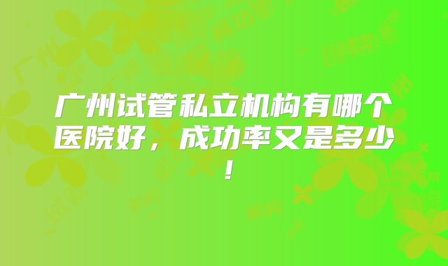 广州试管私立机构有哪个医院好,成功率又是多少!