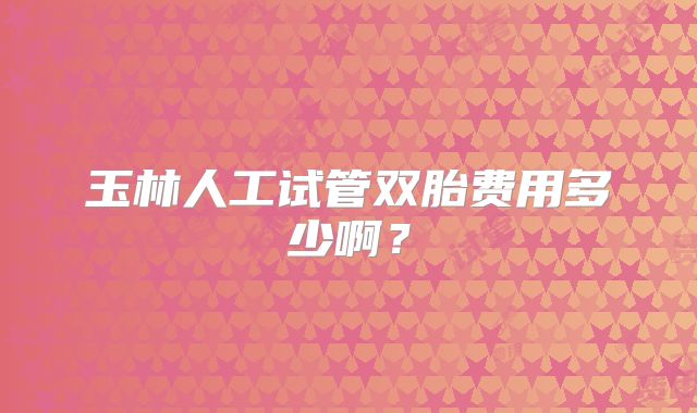 玉林人工试管双胎费用多少啊?