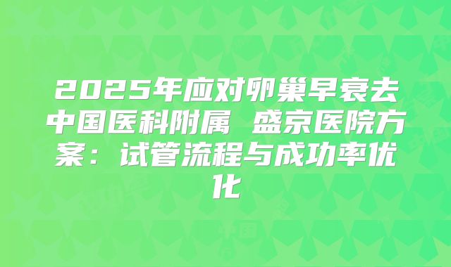 2025年应对卵巢早衰去中国医科附属 盛京医院方案：试管流程与成功率优化
