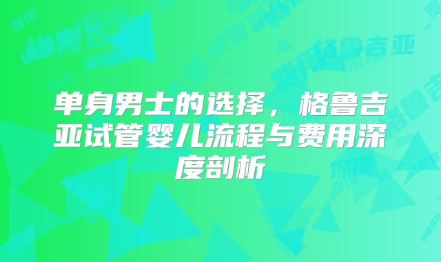 单身男士的选择，格鲁吉亚试管婴儿流程与费用深度剖析