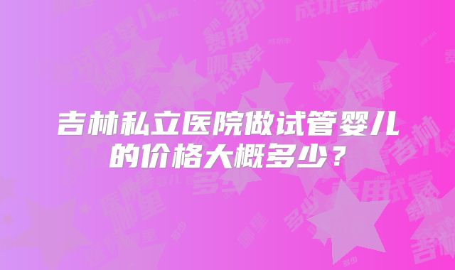 吉林私立医院做试管婴儿的价格大概多少？