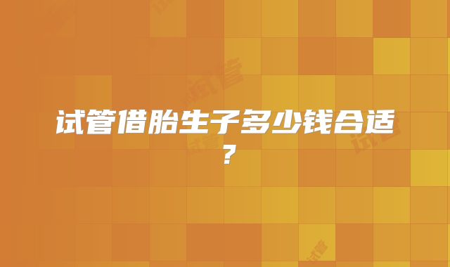 试管借胎生子多少钱合适？