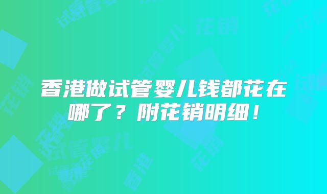 香港做试管婴儿钱都花在哪了？附花销明细！