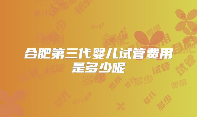 合肥第三代婴儿试管费用是多少呢
