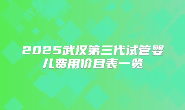 2025武汉第三代试管婴儿费用价目表一览