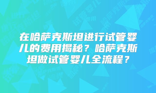 在哈萨克斯坦进行试管婴儿的费用揭秘？哈萨克斯坦做试管婴儿全流程？