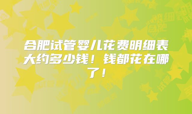 合肥试管婴儿花费明细表大约多少钱!钱都花在哪了!