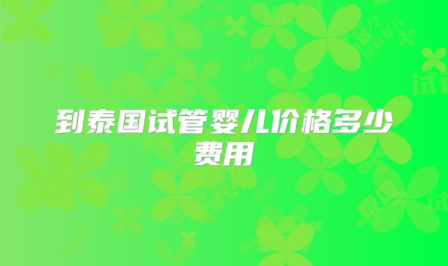 到泰国试管婴儿价格多少费用