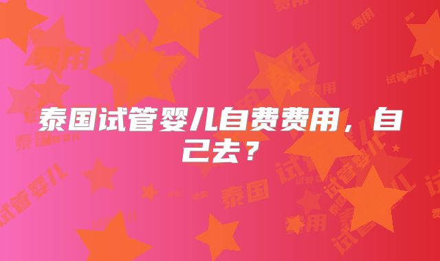 泰国试管婴儿自费费用，自己去？