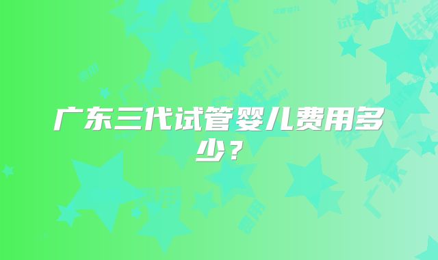 广东三代试管婴儿费用多少？