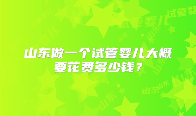 山东做一个试管婴儿大概要花费多少钱？