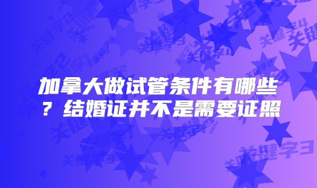 加拿大做试管条件有哪些?结婚证并不是需要证照