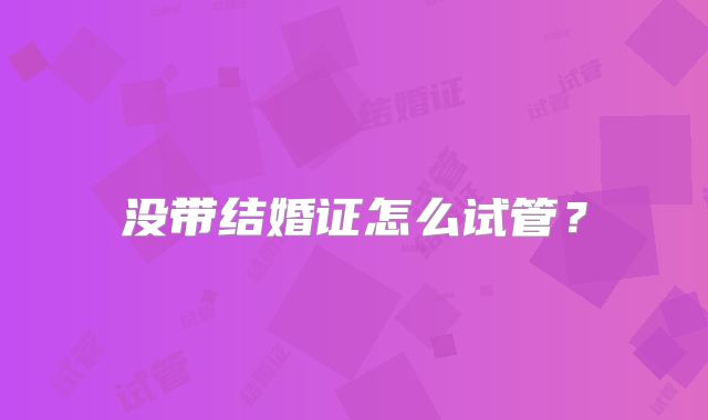 没带结婚证怎么试管?