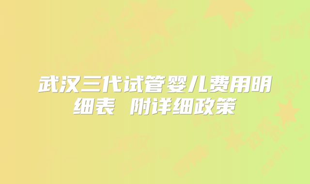 武汉三代试管婴儿费用明细表 附详细政策