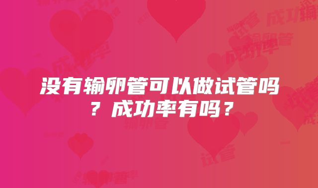 没有输卵管可以做试管吗？成功率有吗？
