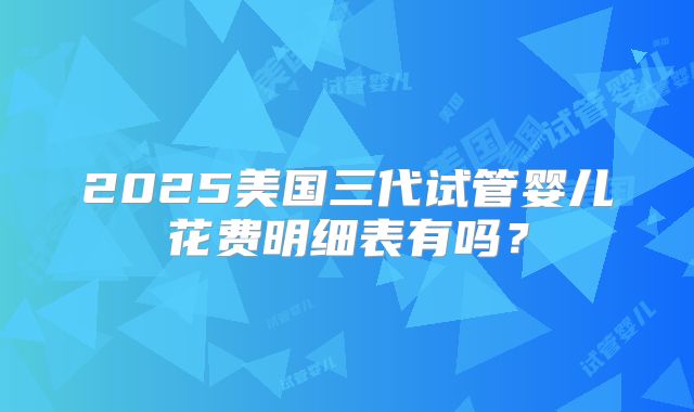 2025美国三代试管婴儿花费明细表有吗？