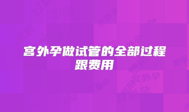 宫外孕做试管的全部过程跟费用