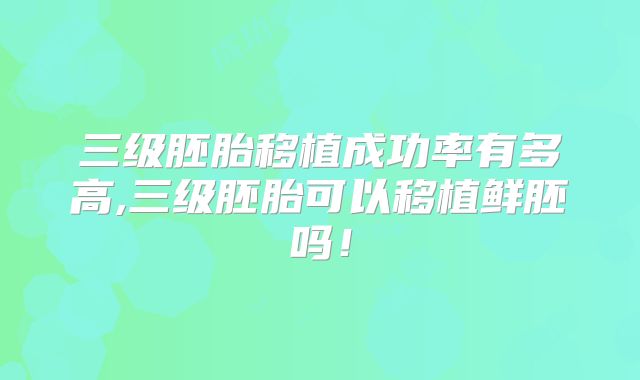 三级胚胎移植成功率有多高,三级胚胎可以移植鲜胚吗!
