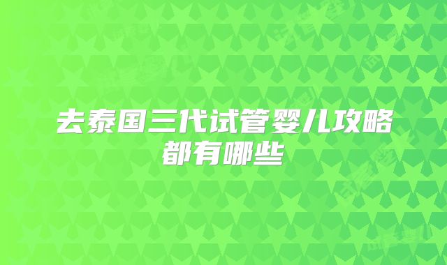 去泰国三代试管婴儿攻略都有哪些
