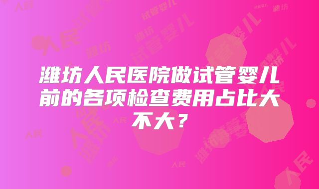 潍坊人民医院做试管婴儿前的各项检查费用占比大不大？