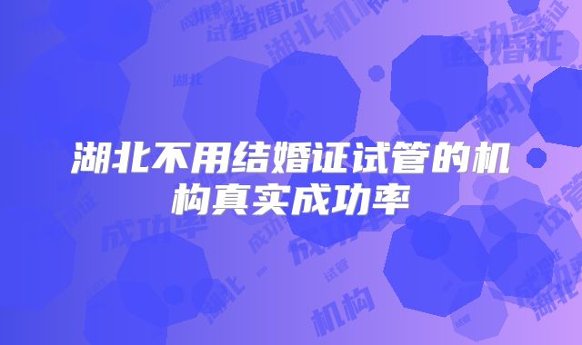 湖北不用结婚证试管的机构真实成功率