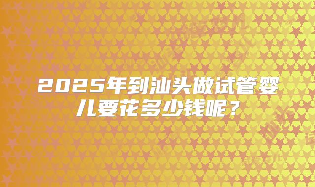 2025年到汕头做试管婴儿要花多少钱呢？