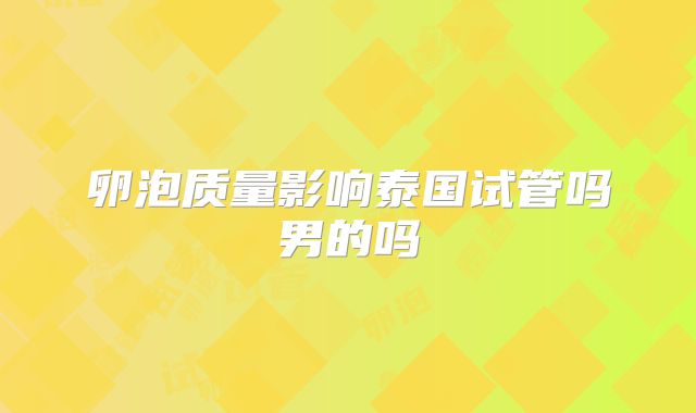 卵泡质量影响泰国试管吗男的吗