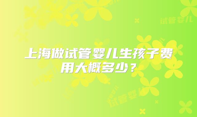 上海做试管婴儿生孩子费用大概多少?