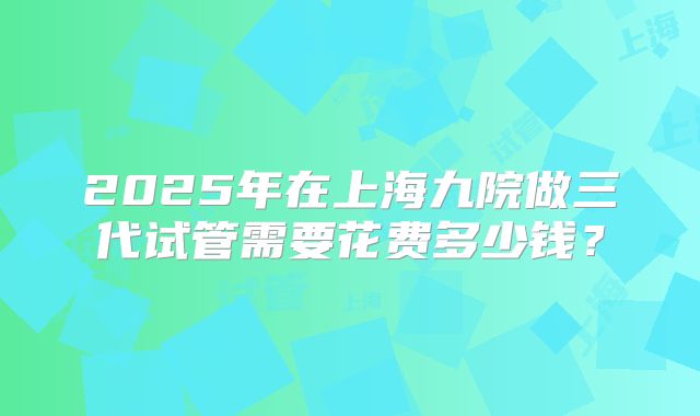 2025年在上海九院做三代试管需要花费多少钱？