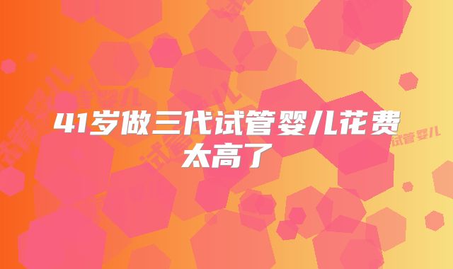 41岁做三代试管婴儿花费太高了