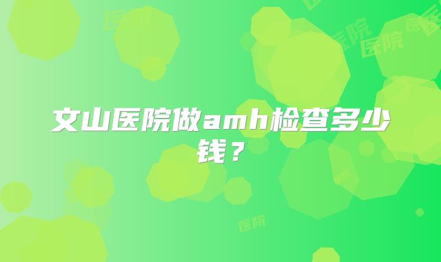 文山医院做amh检查多少钱?