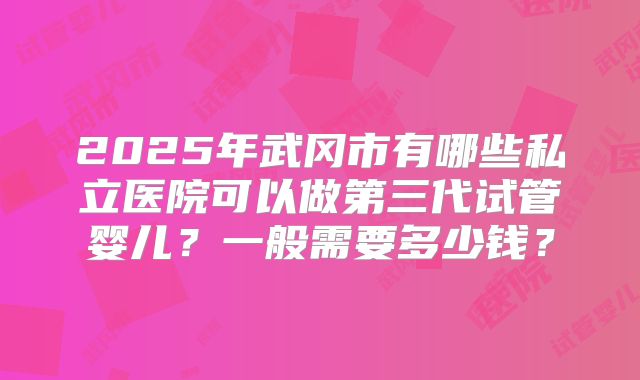 2025年武冈市有哪些私立医院可以做第三代试管婴儿?一般需要多少钱?