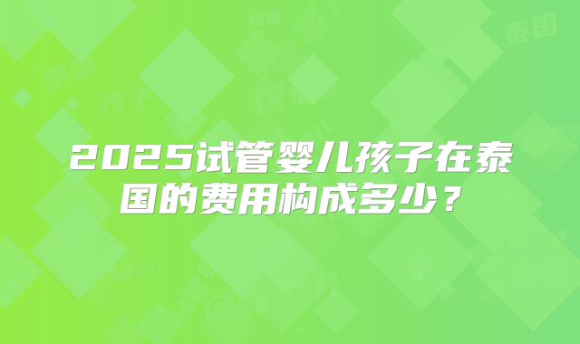 2025试管婴儿孩子在泰国的费用构成多少?