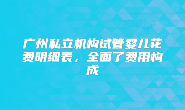 广州私立机构试管婴儿花费明细表，全面了费用构成