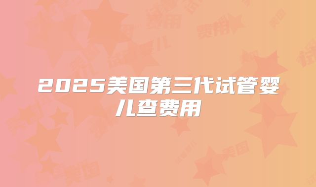 2025美国第三代试管婴儿查费用